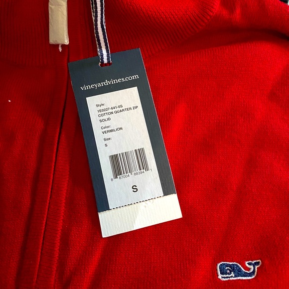 SALE!!!NWT Vineyard Vines Size Mens Small Red 1/4 zip sweater. Cotton - Picture 3 of 3